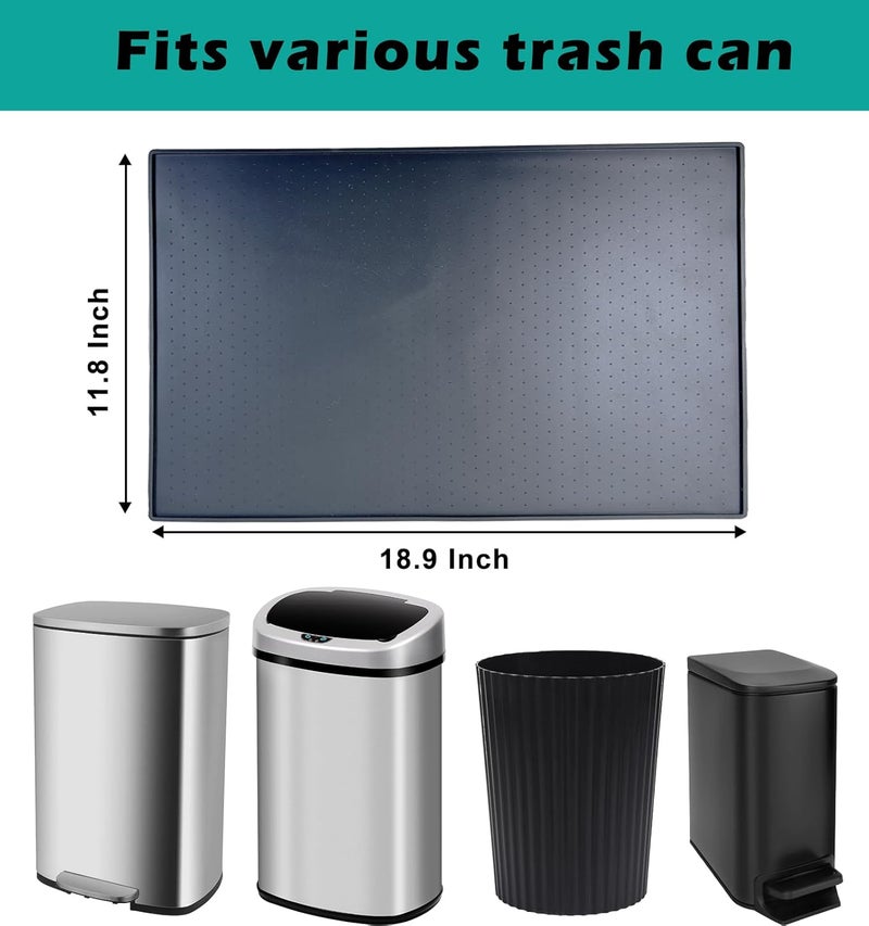 Luccov Trash Can Mat, Waterproof Raised Edge Silicone Under Garbage Can Mat, 11.8" X18.9" Non-Slip Trash Can Pad for Kitchen Office Bedroom Reduce Floor Carpet Wall Scratches, Black - Image 2